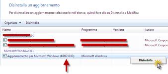 disinstalla KB971033